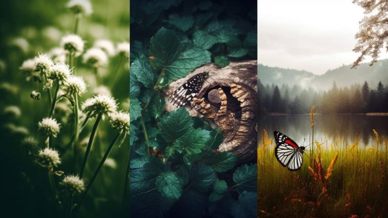 Imagen de biodiversidad y conservación: un ecosistema natural diverso con una variedad de especies animales y vegetales